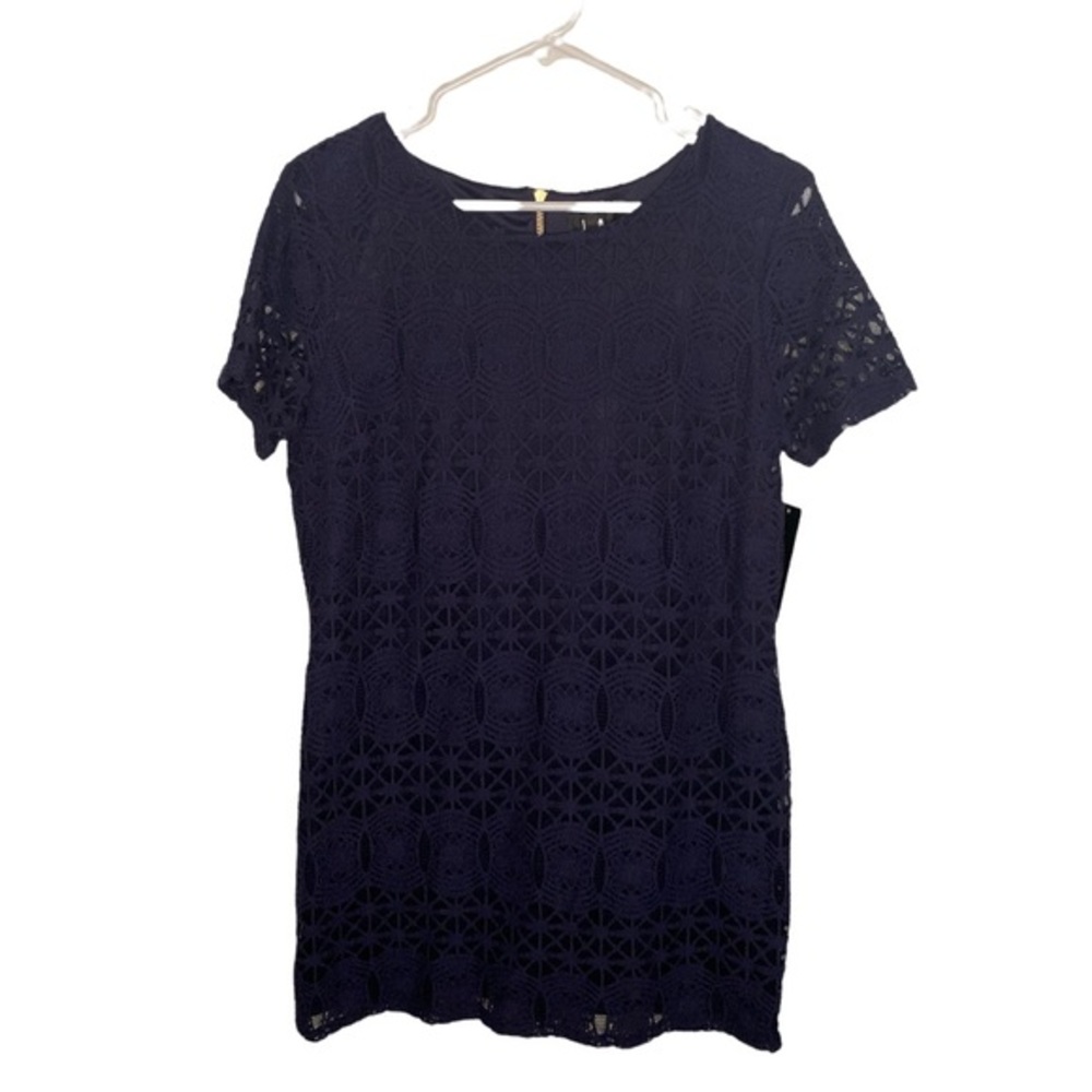 Lulus Navy Lace Short Sleeve Shift‎ Dress Size Medium